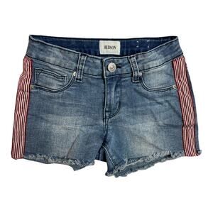 Hudson Blue Red Pink Side Mini Stripes Girls Raw Hem Shorts Girls Size 10